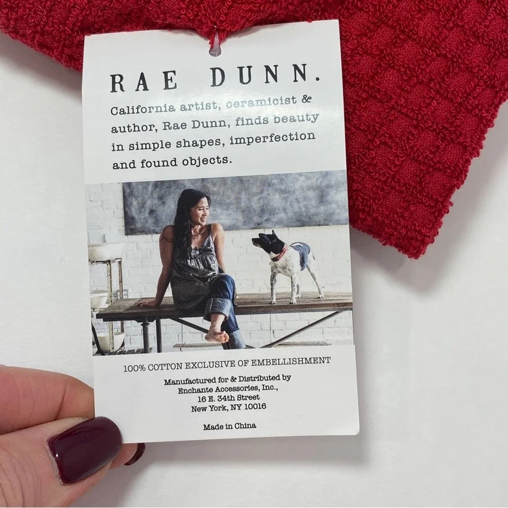 Rae Dunn JOY & PEACE Red Holiday Kitchen Towel Set‎ NEW